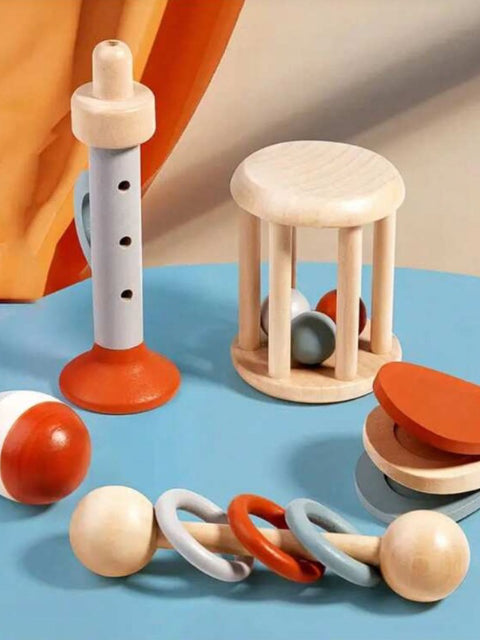 5 Pieces Early Learning Wooden Music Instruments Toys Kit