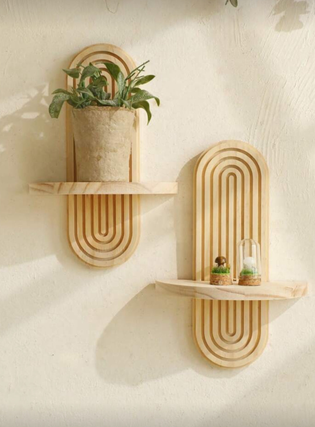 Bohemian Wooden Wall Frame – Rainbow Arched Shelf