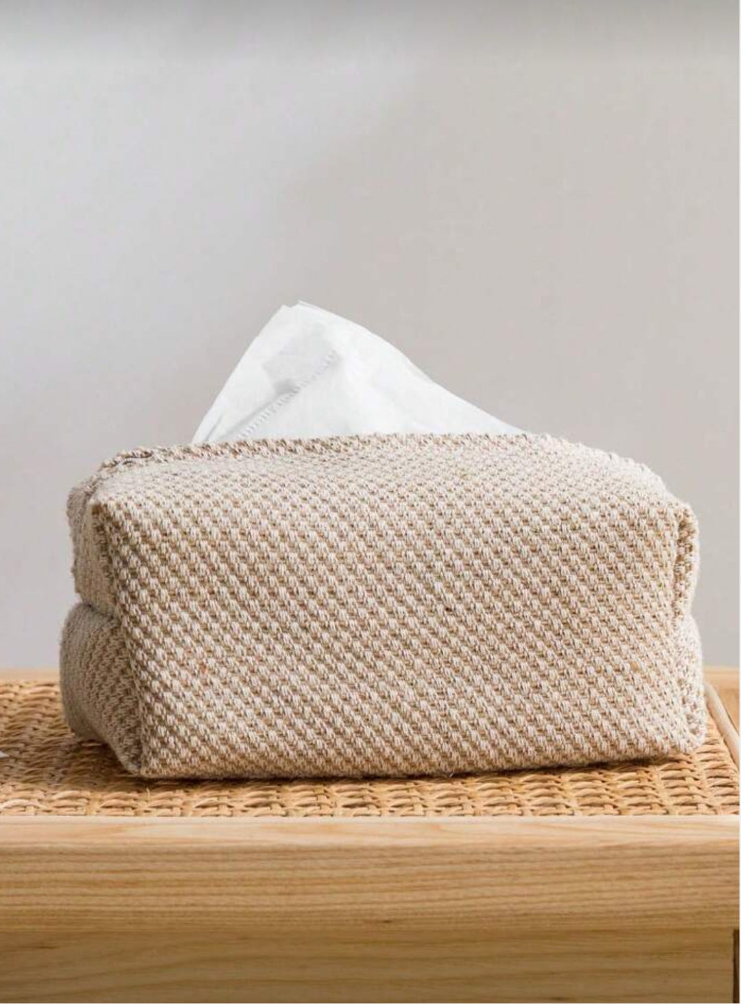 Plain Linen-Like Fabric Tissue Box