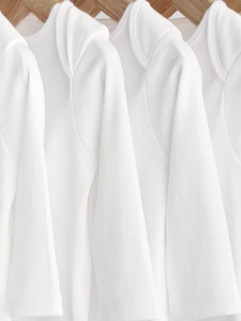 White 5 Pack Essential Baby Long Sleeve Bodysuits