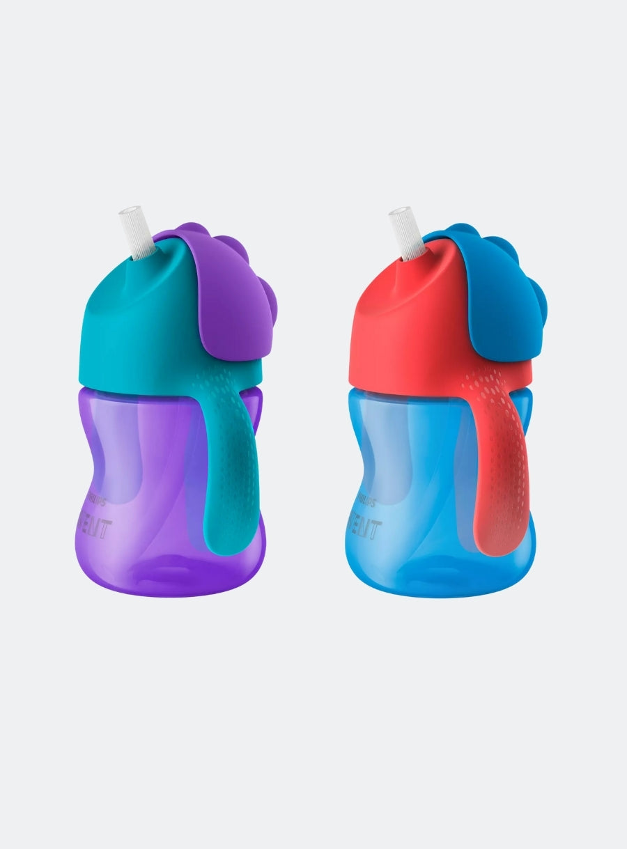 AVENT BENDY STRAW CUP 200ML 9m+ - PURPLE/BLUE