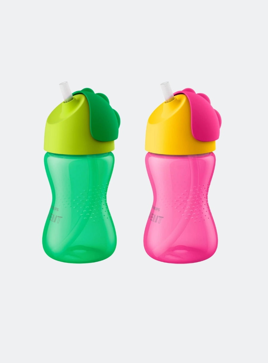 AVENT BENDY STRAW CUP 300ML 12M+ - PINK/GREEN