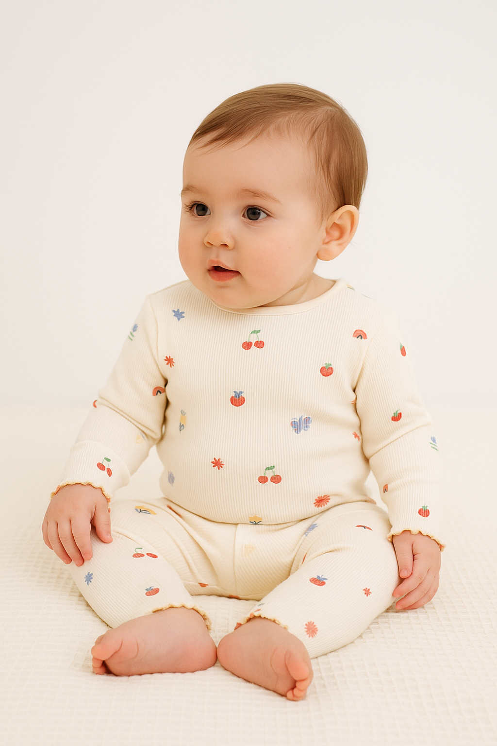 Cream Top and Leggings Baby 2 Piece Set