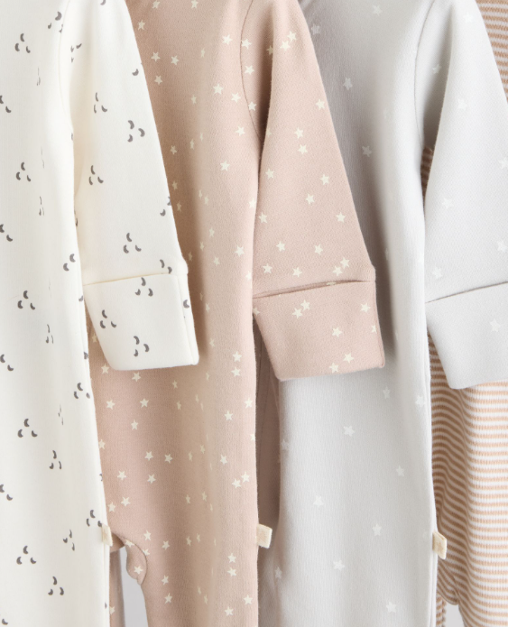 4 Pack Two Way Zip Baby Sleepsuits