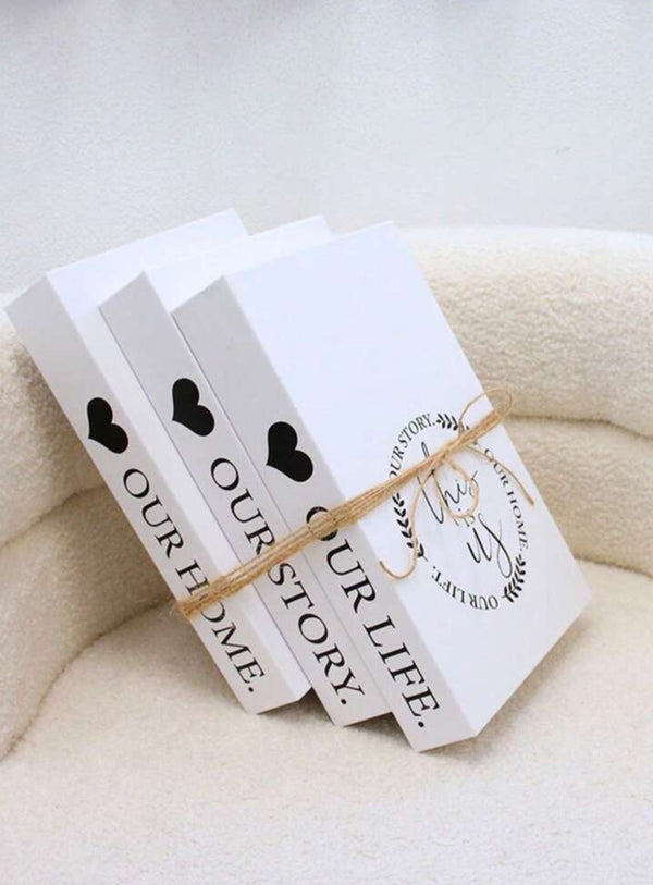 3 Pieces Home,Life and Story with Rope Gift Folding Fake Books