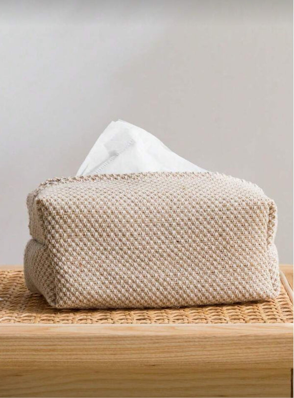 Plain Linen-Like Fabric Tissue Box