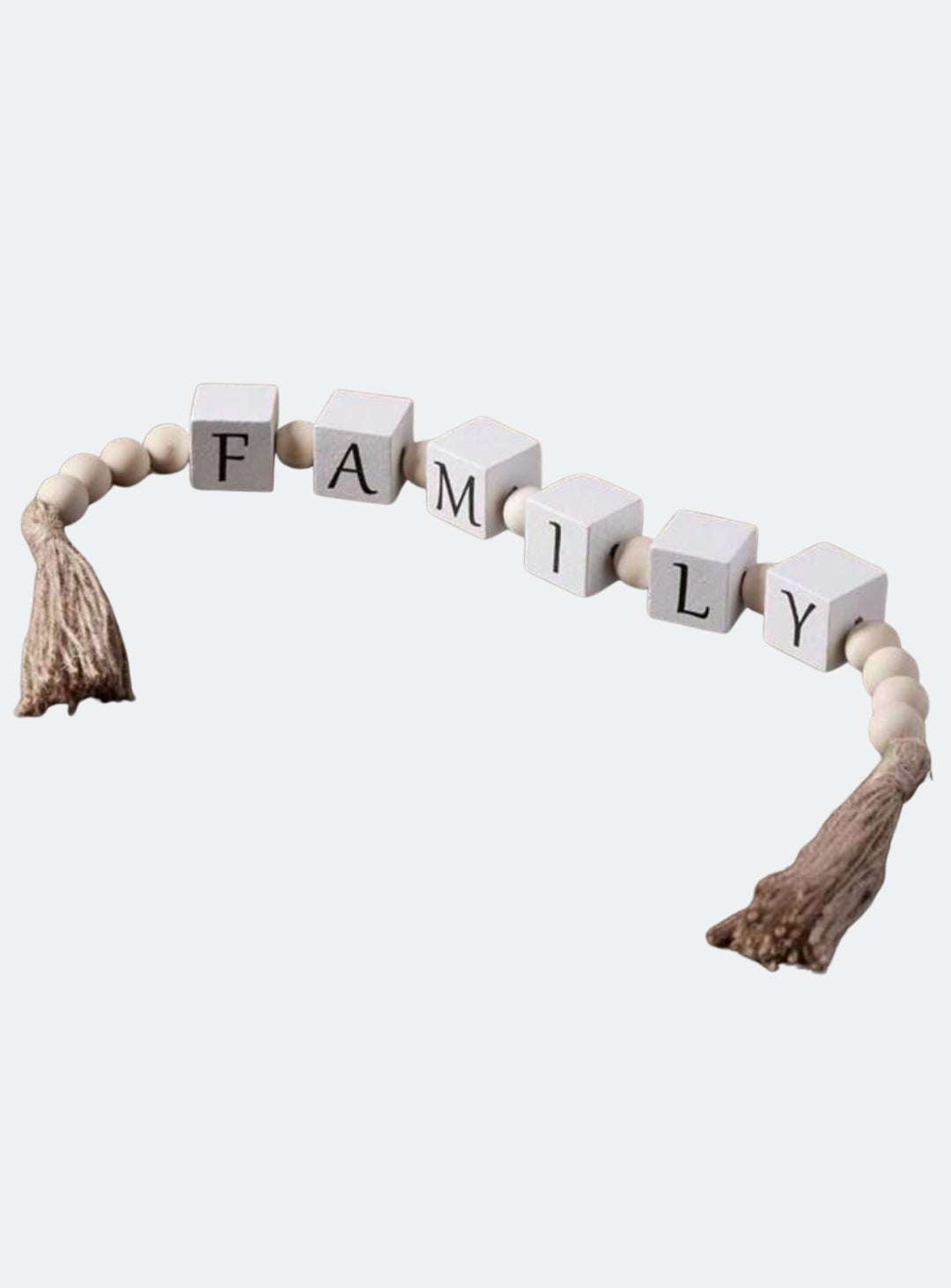 Family Wooden Beaded Tassel Garland Decoration Square