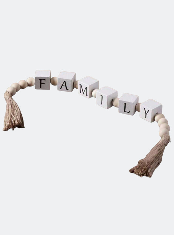 Family Wooden Beaded Tassel Garland Decoration Square