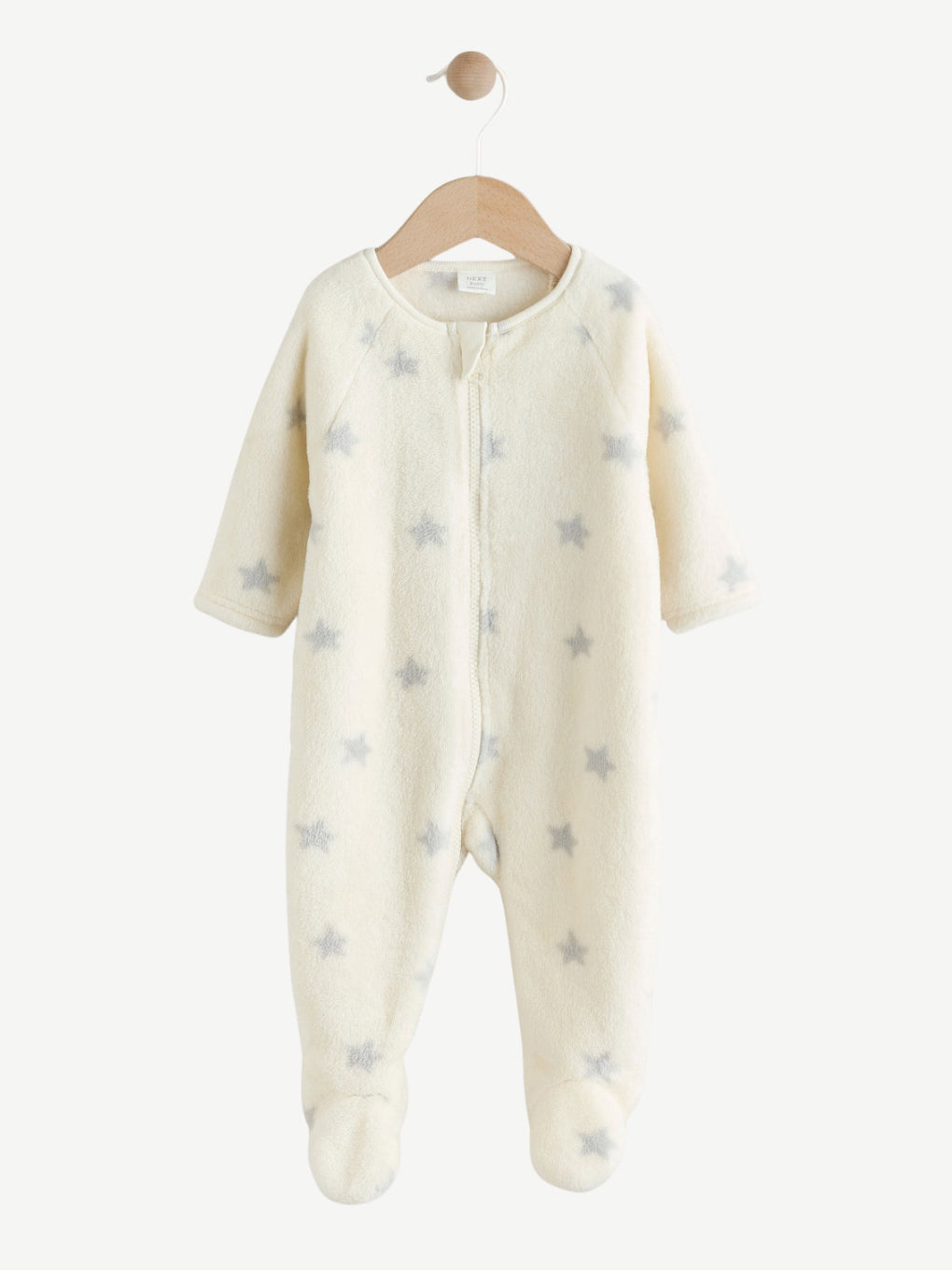 Baby White Stars Fleece Sleepsuit