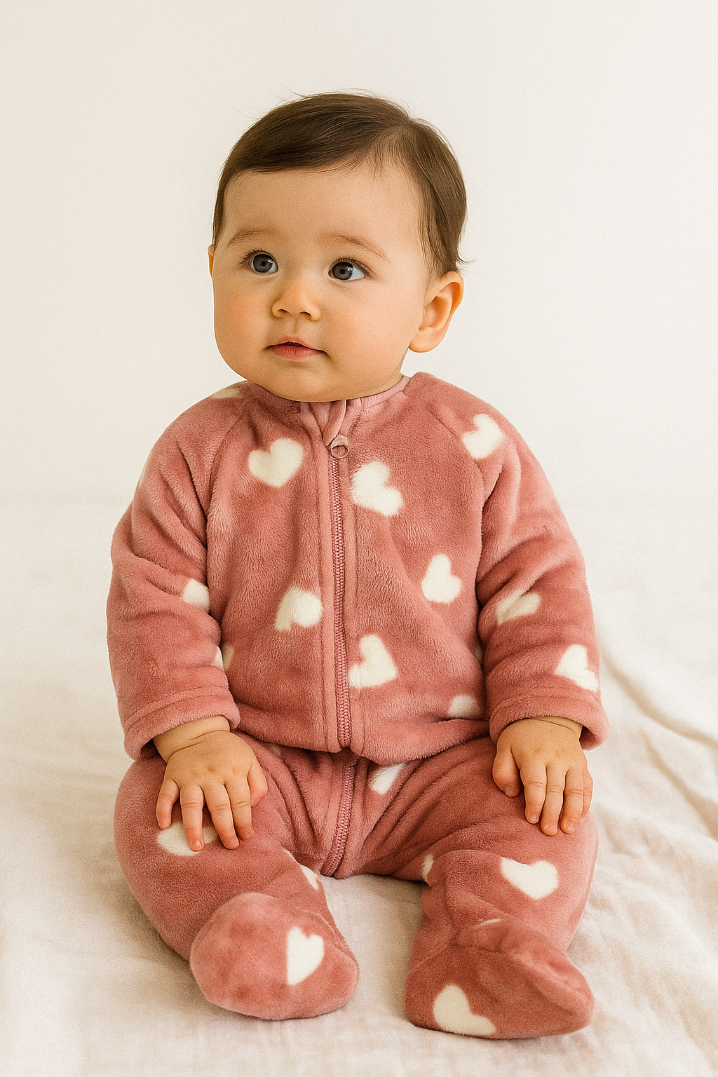Baby Pink Hearts Sleepsuit