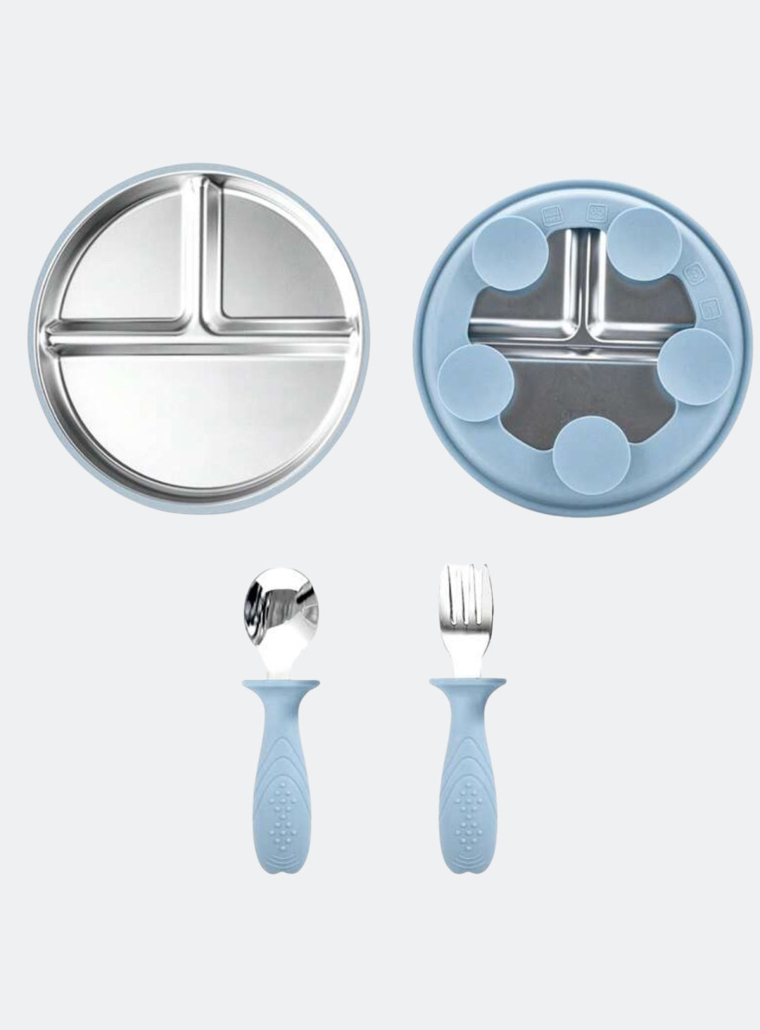Stainless Steel Plate Baby with Fork and Spoon