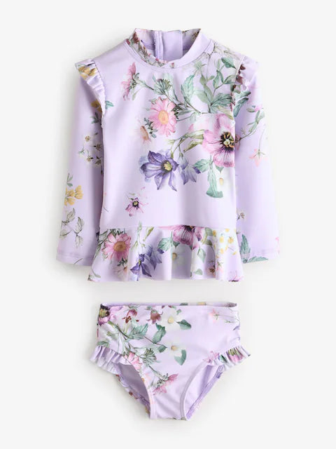 Lilac Purple Floral Sunsafe Swim Set