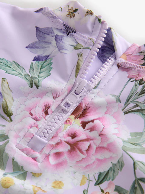 Lilac Purple Floral Sunsafe Swim Set
