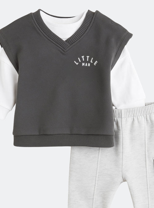 Grey Gilet Top and Leggings Set