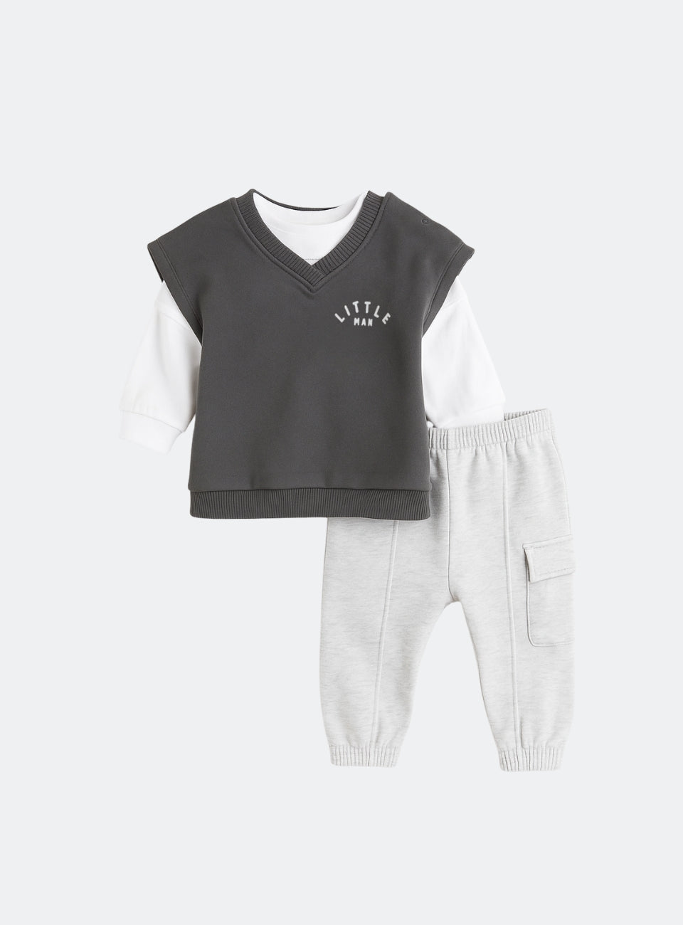 Grey Gilet Top and Leggings Set