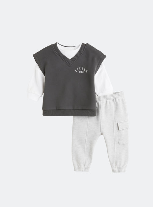 Grey Gilet Top and Leggings Set