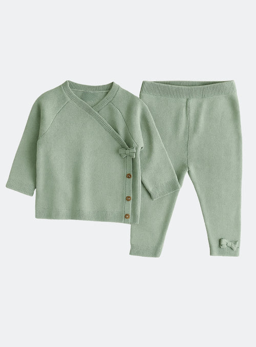 2 Piece Set Sage Green Baby Knitted Wrap Jumper and Leggings (Copy)