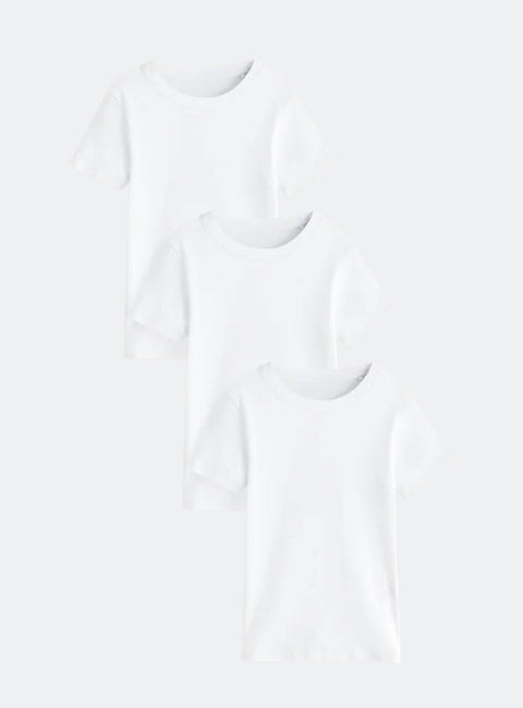 White 100% Cotton Short Sleeve T-Shirts 3 Pack